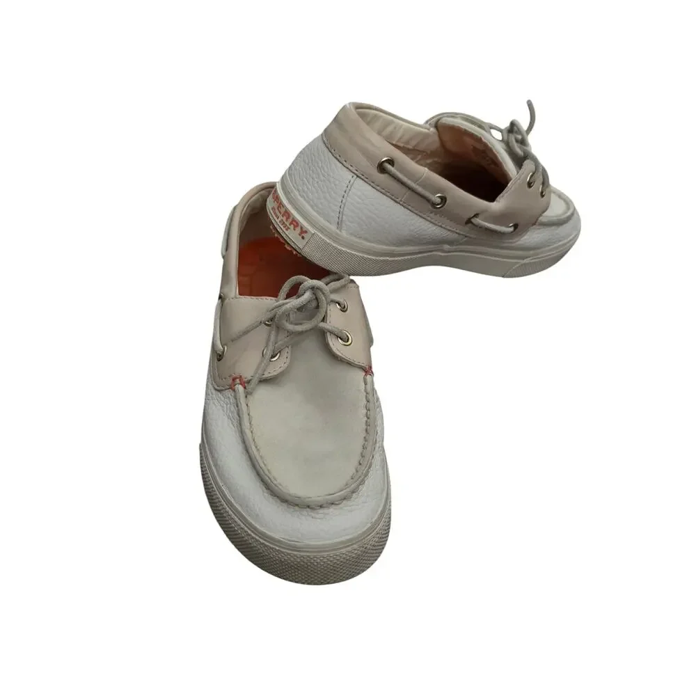 Sperry Boat Shoes Bahama Plushwave Mens US 7.5 Bone Leather Low Top Lace Up